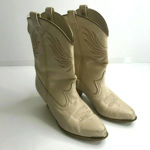 Vintage Dingo Cowboy Boots Women Sz 6.5W Ivory